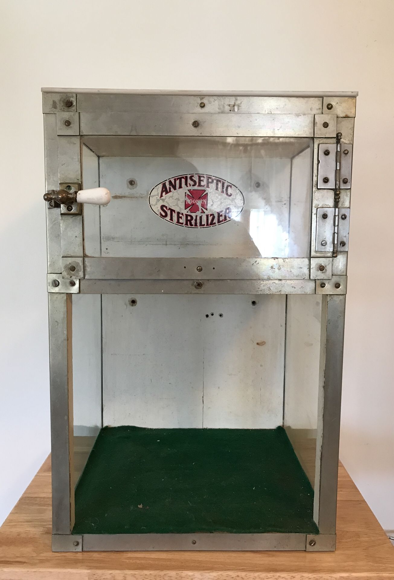 ANTIQUE BARBER SHOP STERILIZER CABINET