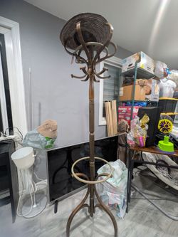Vintage Bentwood Polo Mallet Coat Hat Rack Stand Thonet Style Spinning Hall Tree