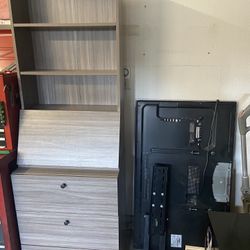 Grey Secretary Desk With Shelves