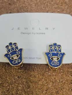Hamsa Evil Eye Stud Earrings