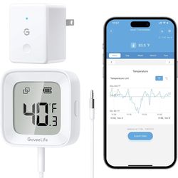 GoveeLife WiFi Refrigerator Thermometer with Alarm, Wireless Digital Freezer Temperature Gauge with App Control, LCD Display, 2 Years Free Data Export