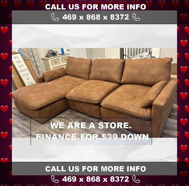 Brand New Marlaina Caramel 3-Piece Sectional with Chaise