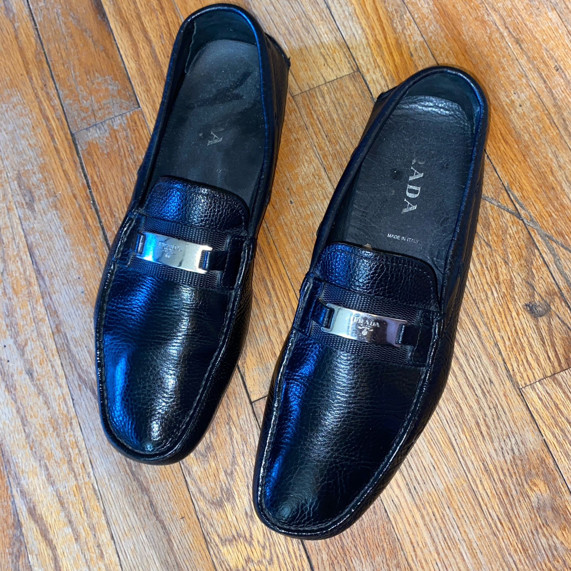 Men's Prada Black Leather Loafers Size 11