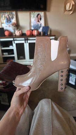 Western open toe ankle boot