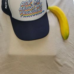 “Ask Me About My Pronouns” Trucker Hat – Black Mesh Snapback