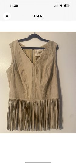 Illia Leather And Linen Fringe Top Cowgirl Halloween Costume Size 6