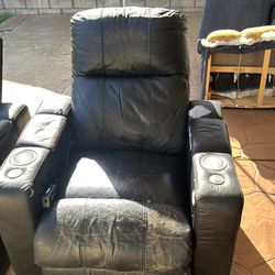 Power leather recliners two