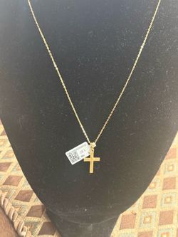 18k Gold Necklace and Cross Pendent