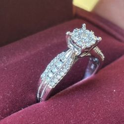 White Gold, Diamond Cluster Engagement Ring