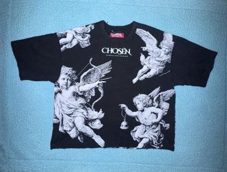 Chosen Eternal State Of Being Cherub Angel Graphic T-Shirt Small NWT Heavy Black