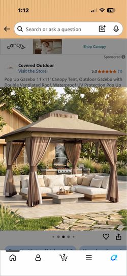 11”x11  instant gazebo canopy with mosquitos netting and double ventilation roof.