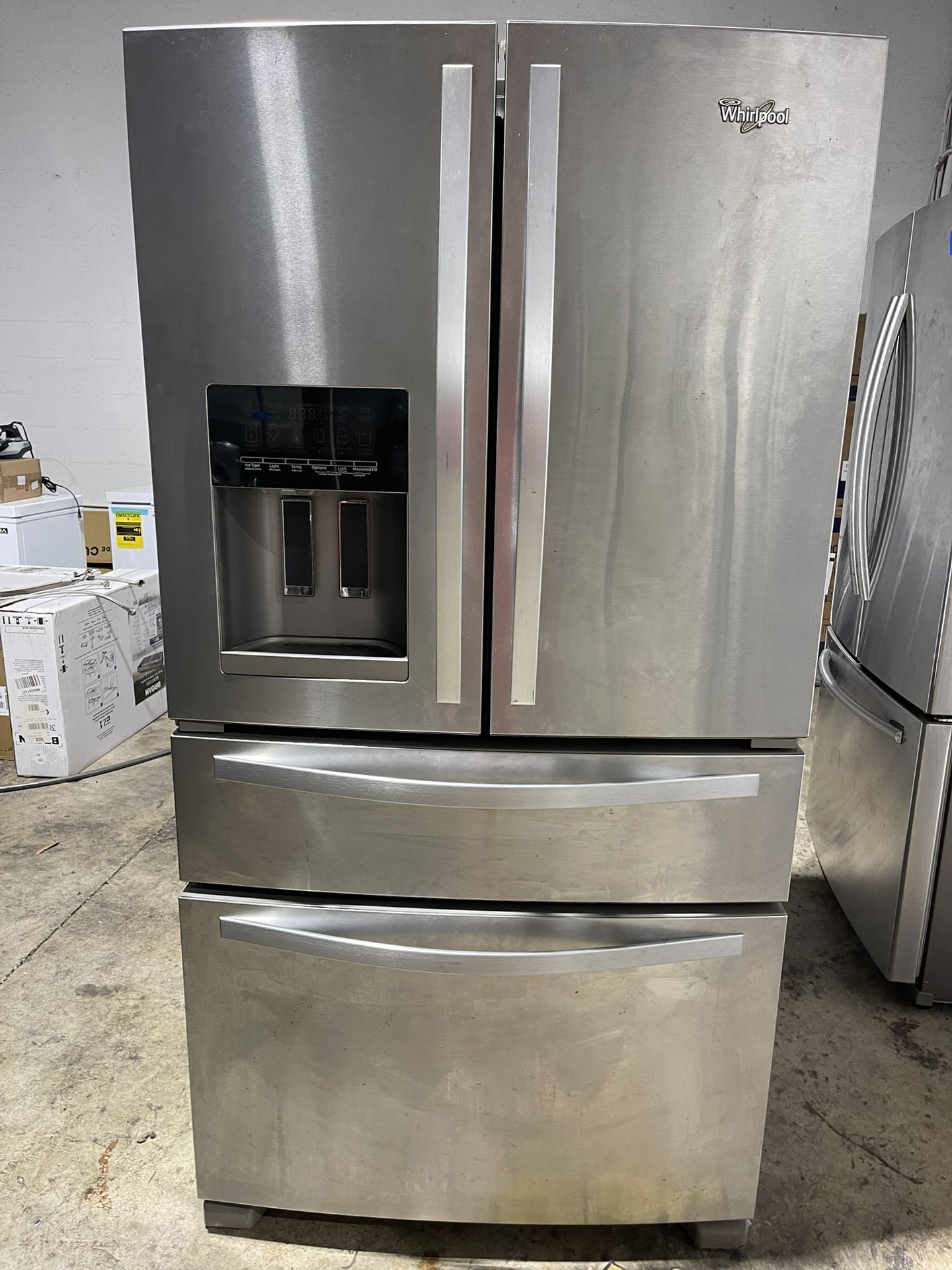 Refrigerator Whirlpool 4 doors stainless steel 36” inches wide French door heladera nevera frío