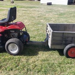 30" Cut Troy built Ride On Lawn Mower With Wagon. Mint 