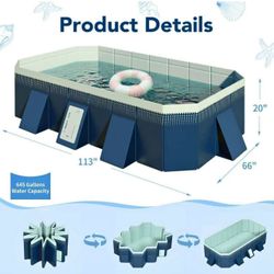 Foldable Non-Inflatable Kids' & Adults' Outdoor Swimming Pool $70