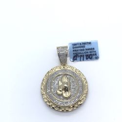 Diamond Pendant Praying Hands 10K New