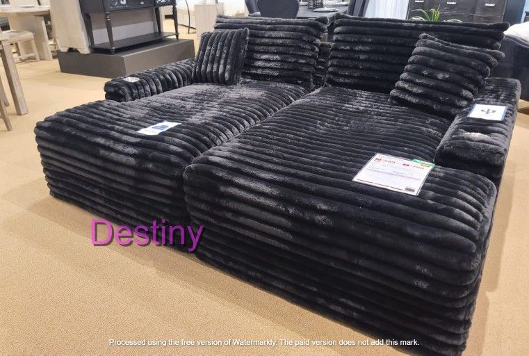 Corduroy Double Chaise Sofa Padded Chenille with USB and Cup Holders