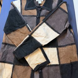 Vintage Dressbarn Genuine Leather Patchwork Jacket Women’s M – Y2K Boho Western
