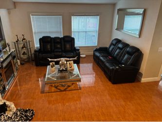 Black leather sofa