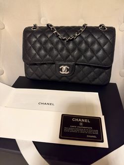 Chanel Black Quilted Caviar Medium Classic Double Flap Bag