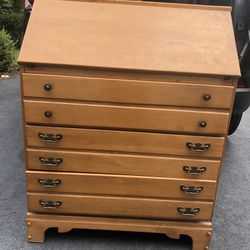 Solid Maple Antique Gimbel’s Parkleigh Manor Dresser/Secretary Desk with Matching Nightstand
