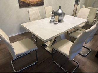 Dining room table - white , chrome ,