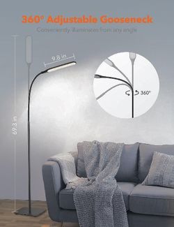 TaoTronics 69.3" LED Metal Gooseneck Floor Lamp with Stable and Weighted Base - 4 colors and 4 bright levels