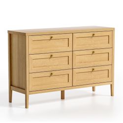 Beautiful 6-Drawer Dresser – Natural Honey Oak – Gold Knobs NEW, Unopened Box - Miami Beach Pick Up