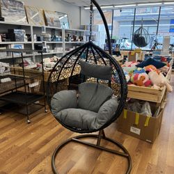 Brand New Artisan Egg Chair With Grey Cushions 