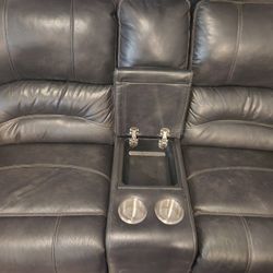 Black Leather Couch And Lover Seat Messagers In Couch