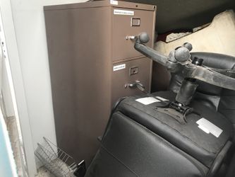 Filing cabinet and office chairs