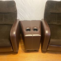 2 Movie Recliners And Drink/ Snack Stand 