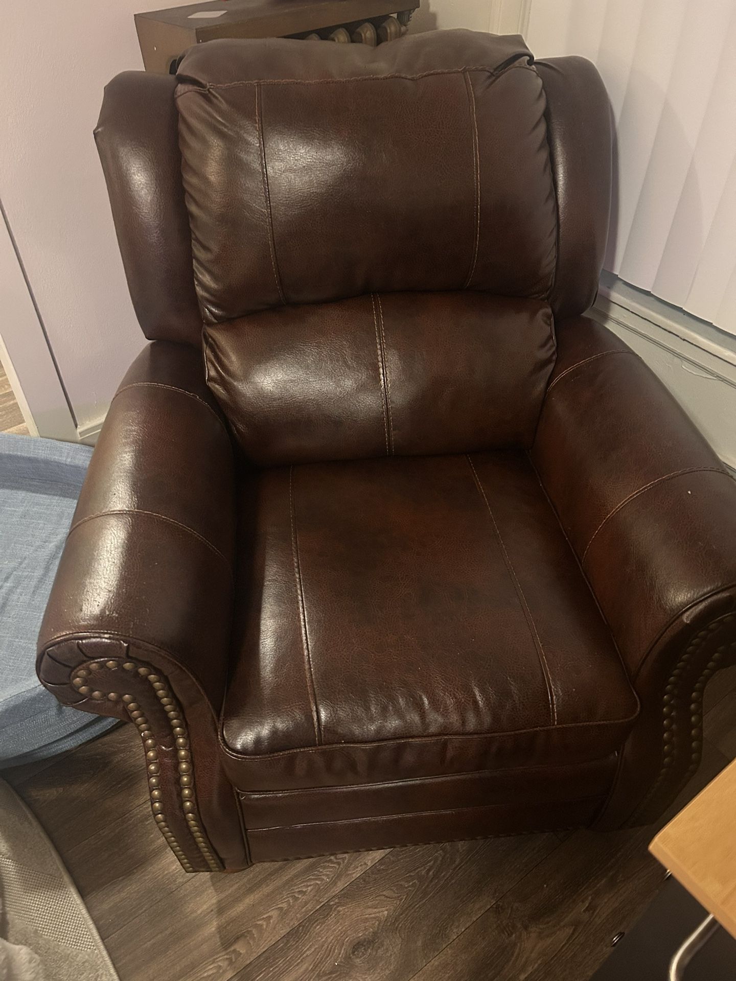 Faux Leather Recliner (Only The Back Reclines)