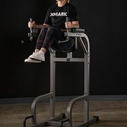 XMARK Knee Raise, Dip Stand with Push Up Station, Commercial Vertical Knee Raise, Captain's Chair, Upper Body and Core Workout Machine
