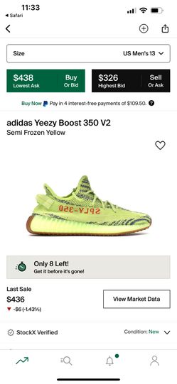 Yeezy 350 “semi Frozen Yellow” Size 13