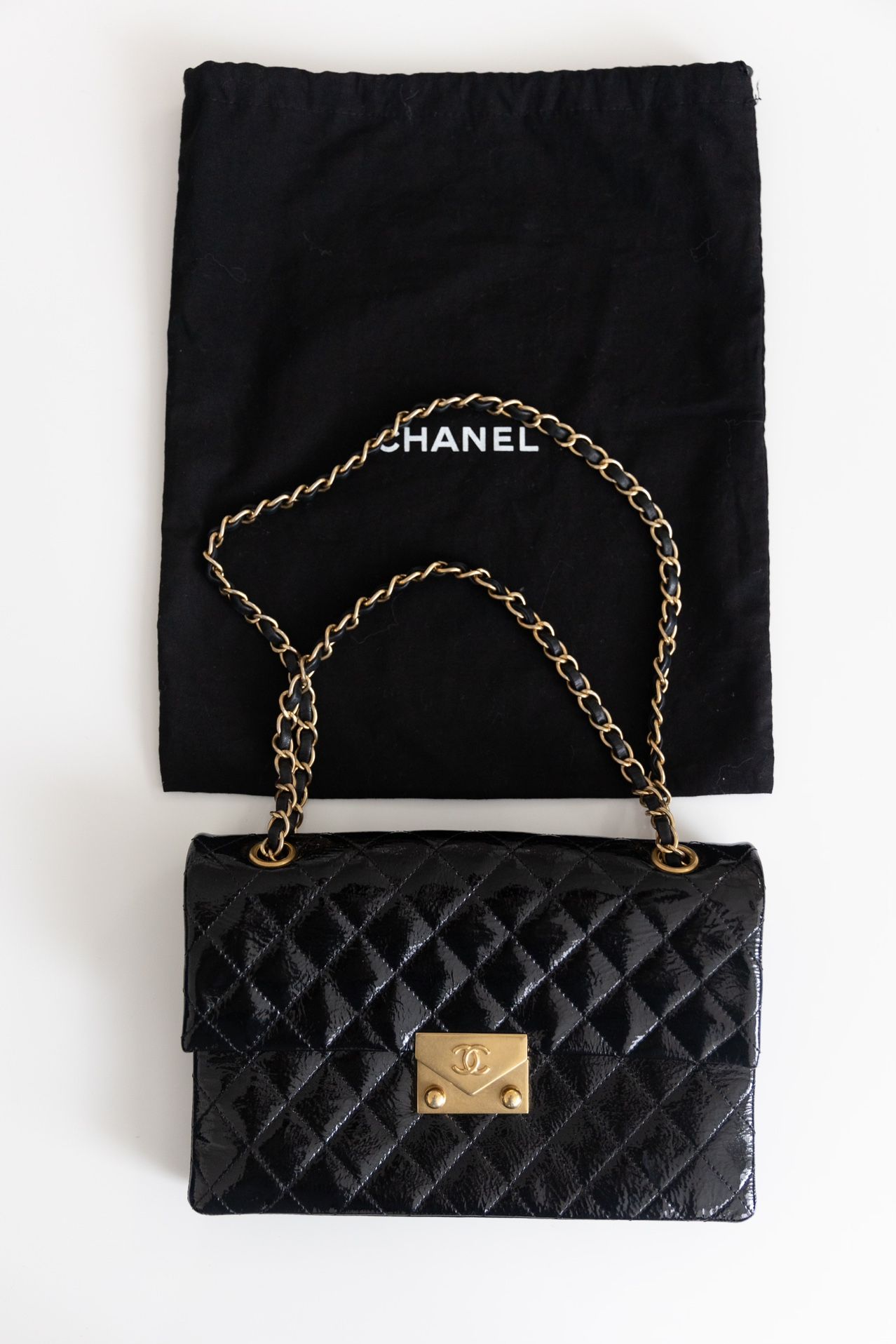 Chanel Pagoda Accordion Flap Bag Quilted Patent Medium