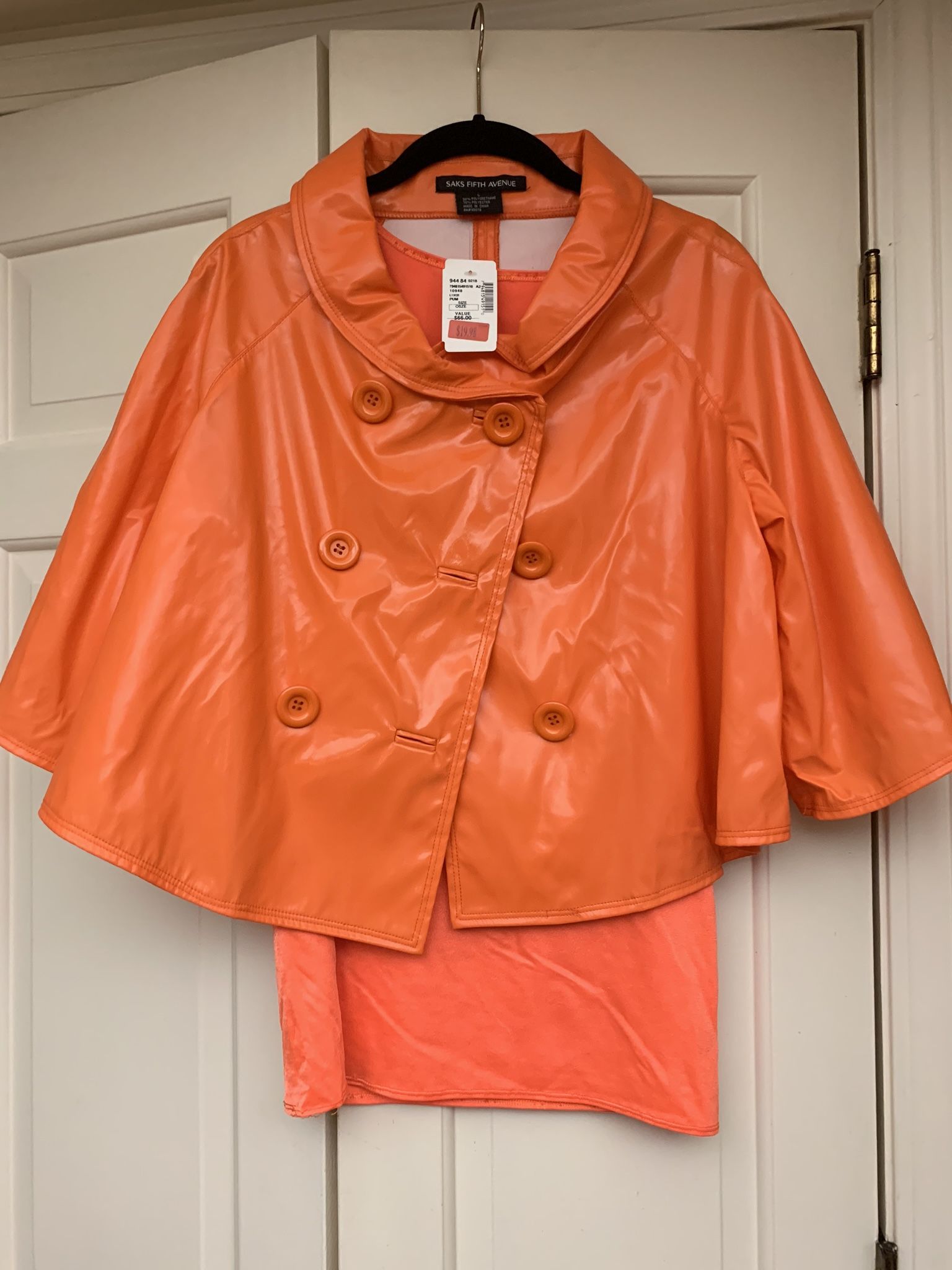 NWT rain jacket orange, size L