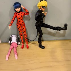 Lady Bug and Cat Noir Doll Set