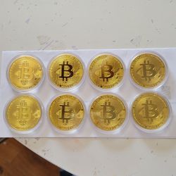 8oz [24k Gold Bitcoin Rounds] Set Of 8 [2013] 