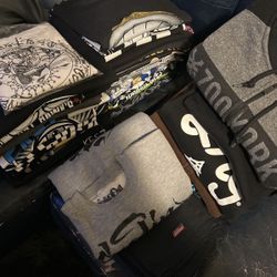 Huge Clothing Bundle 31 Shirts 4 Hoodies 5 Hats 5 Button Up Shirts More Too Many Labels L@@K! Cannabis 