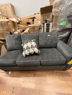 Gray Fabric 3-Seat Sofa Pull Out Sofa