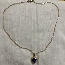Blue Heart Pendant Necklace 