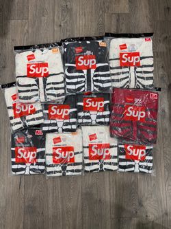 Supreme Hanes Bones Thermal & Union Suit Onesie Black Red White
