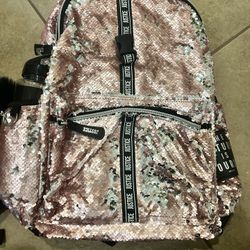 Backpack food case bottle and keychain justice pink sparkle