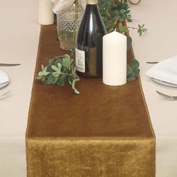 Premium Velvet Table Runner 12"x108" Gold - Sheen Finish & Reusable Table Decor