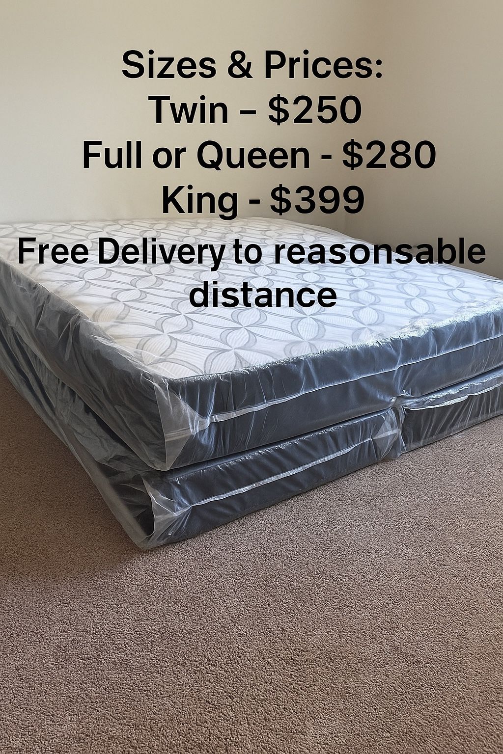 ✅ Queen  Mattress (Double Sides) • Box Spring • Delivery Free to DM,(V), DE and WV we charge small fee delivery  📦