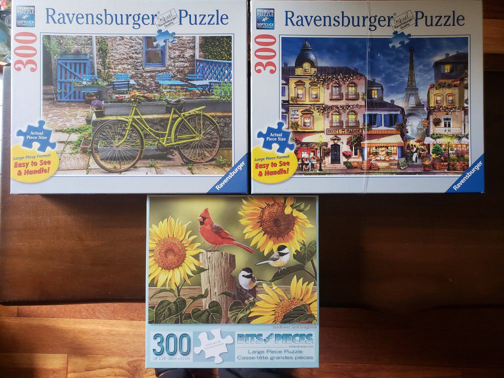 Lot of 3 Jigsaw Puzzles (300 Pieces) New