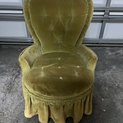 Antique Velvet Skirted Boudoir Vanity Chair