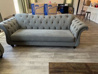 Gray Chesterfield Sofas (Set of 2)