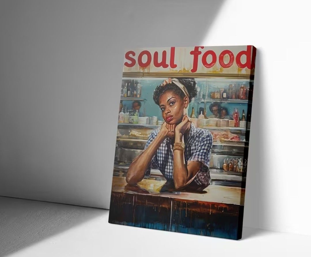 Cool Vintage Style Soul Food Restaurant  Wooden Framed Wall Art