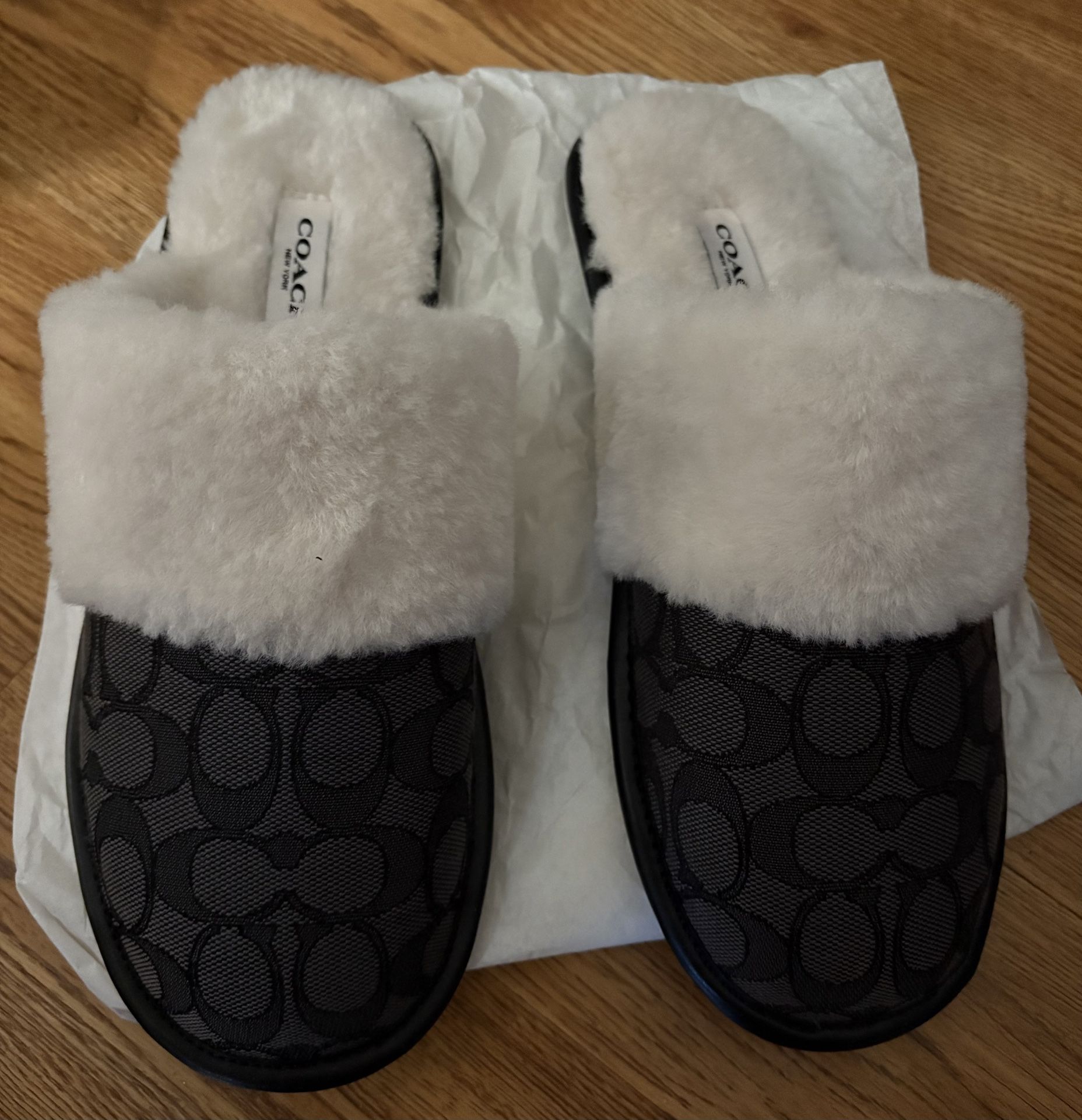 Coach Women's Black and White Slippers